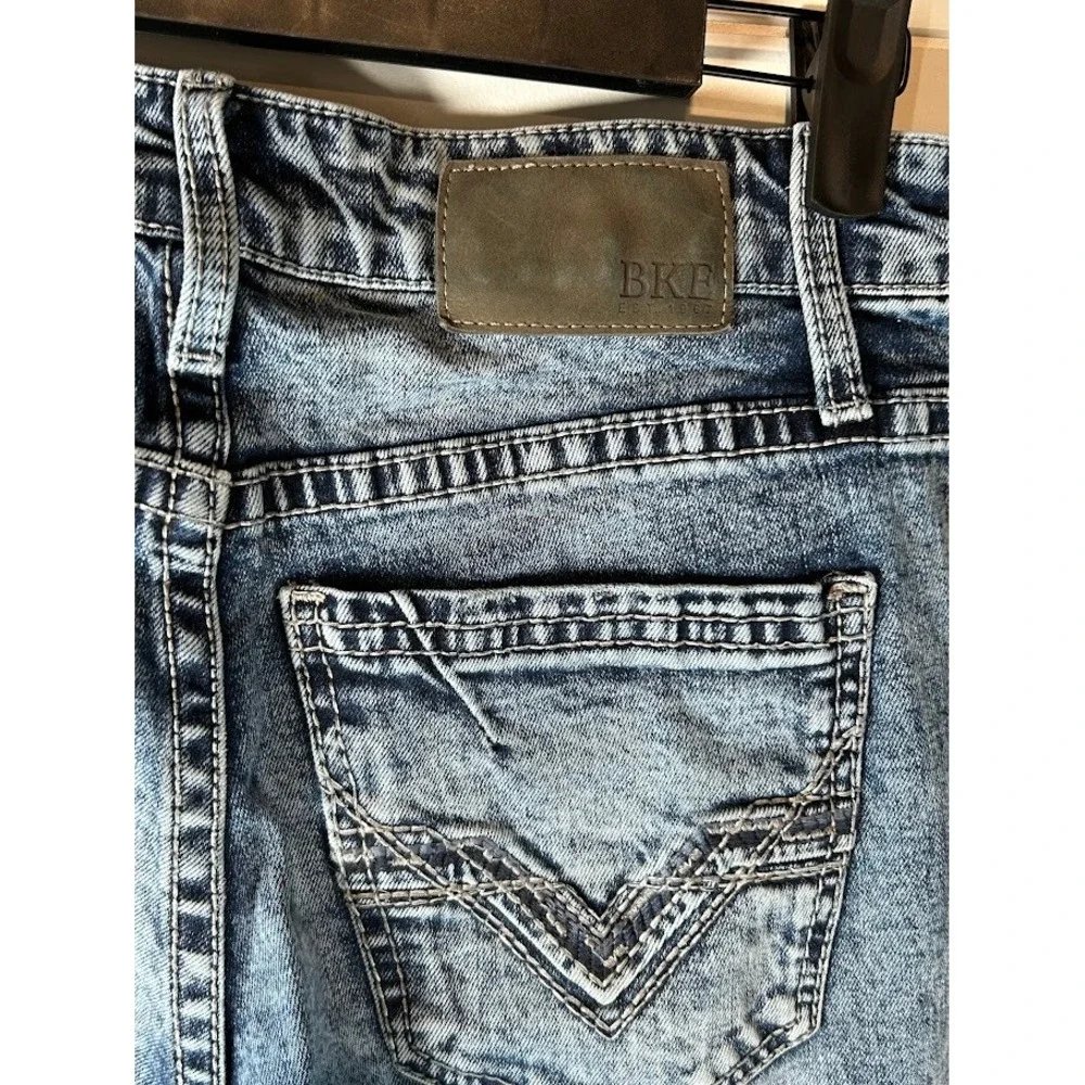 Buckle BKE Jake Straight Leg Acid Wash Distressed Blue‎ Denim Jeans 29x30 Mens